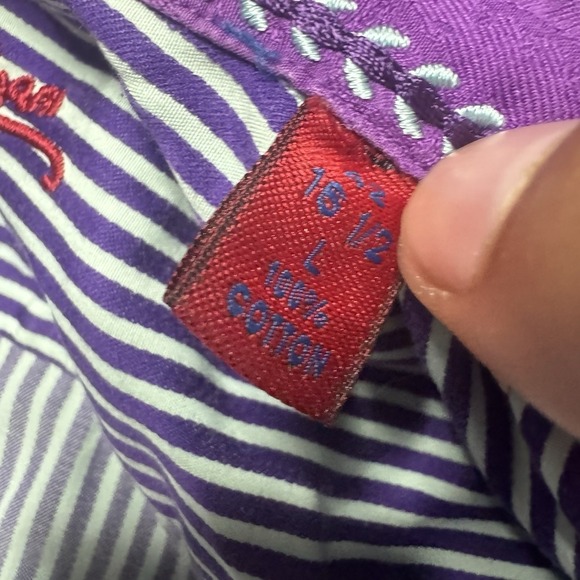 Robert Graham Purple/Blue Striped 16.5 Men's L Shirt Purple Cuff Multicolour. - Picture 4 of 10